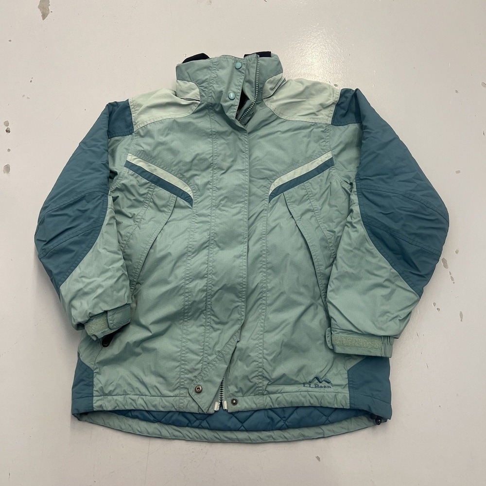 VTG 90s L.L. Bean Blue Full Zip Teal Jacket Coat Nylon Puffer Quilted Womens S